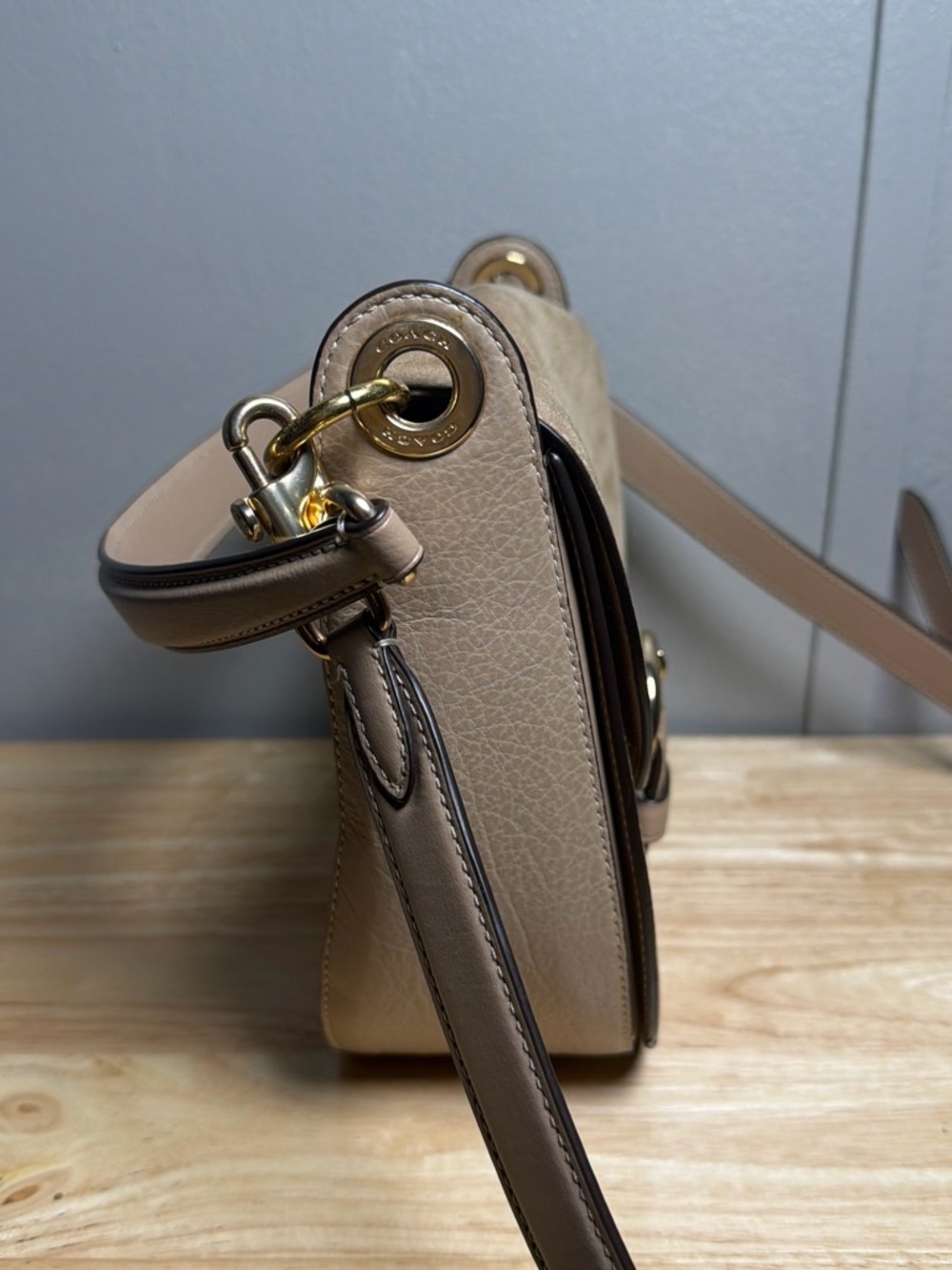 Coach Taupe & Beige Suede Saddle Crossbody Bag - Picture 8 of 8